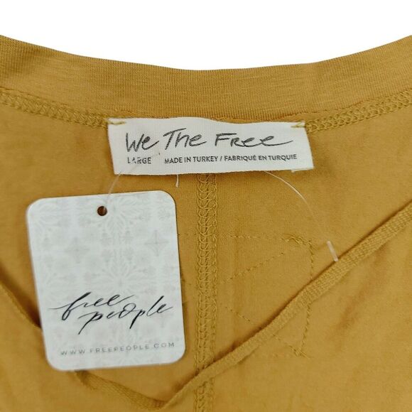Free People We The Free Moon Dance Top Womens Large Gold Long Sleeve V-Neck - Picture 10 of 12